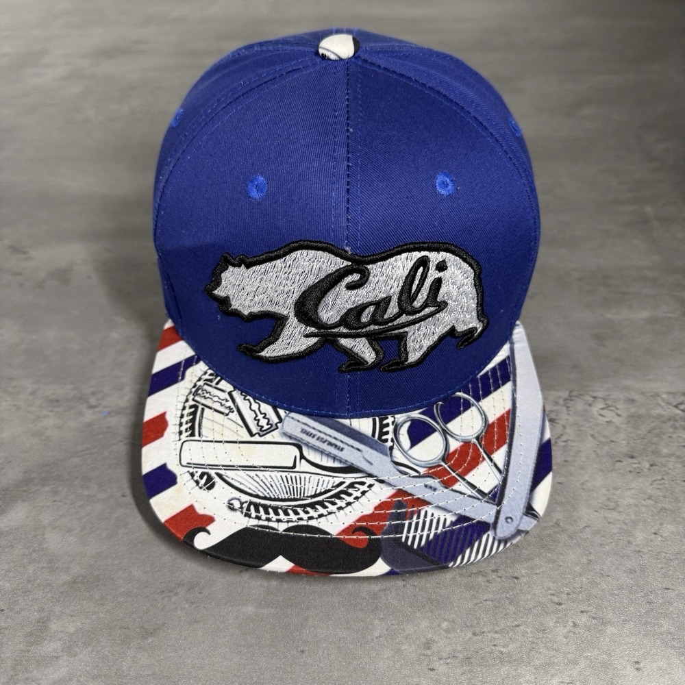 California Bear Barber Shop SnapBack Hat Blue White Red Black NBA NFL HipHop Rap